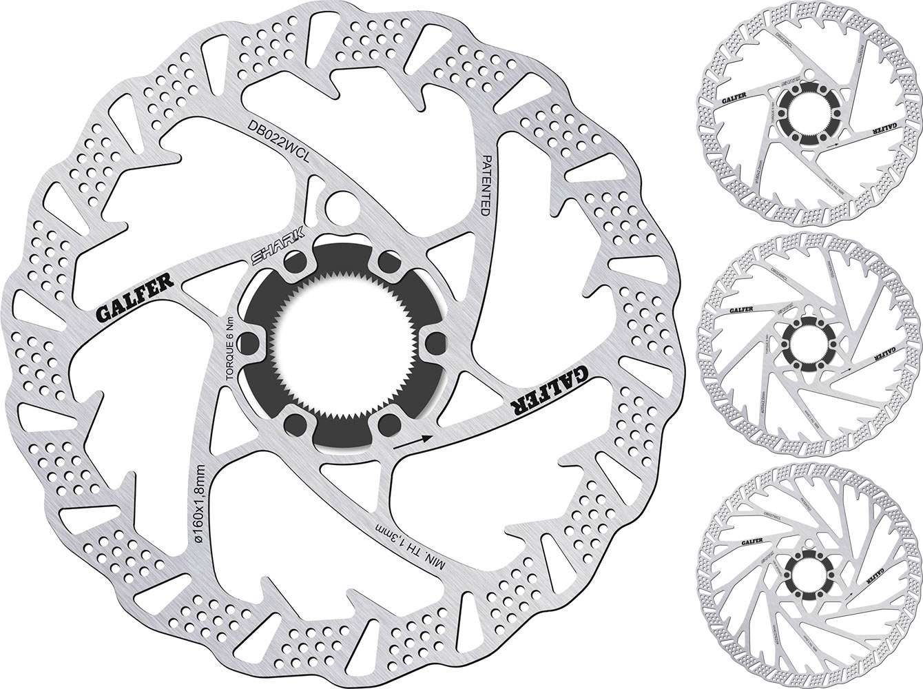 Disque de disque à verrouillage central Galfer Bike Shark® pour VTT