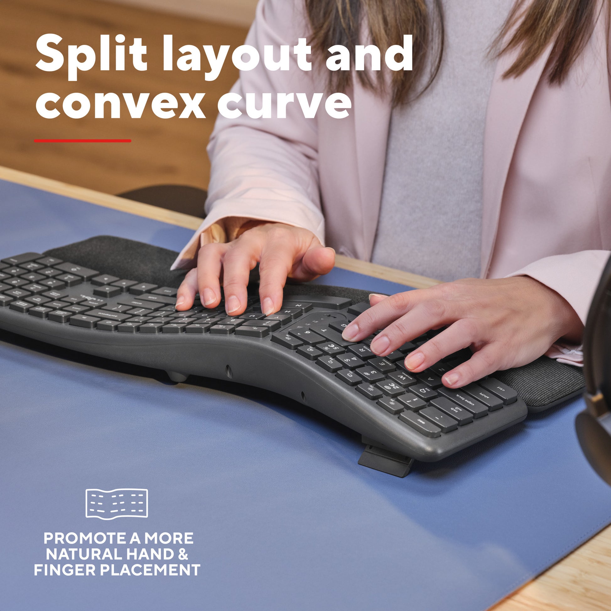 Clavier ergonomique sans fil Trust Keyra (noir, disposition US, Bluetooth 2.4G USB)
