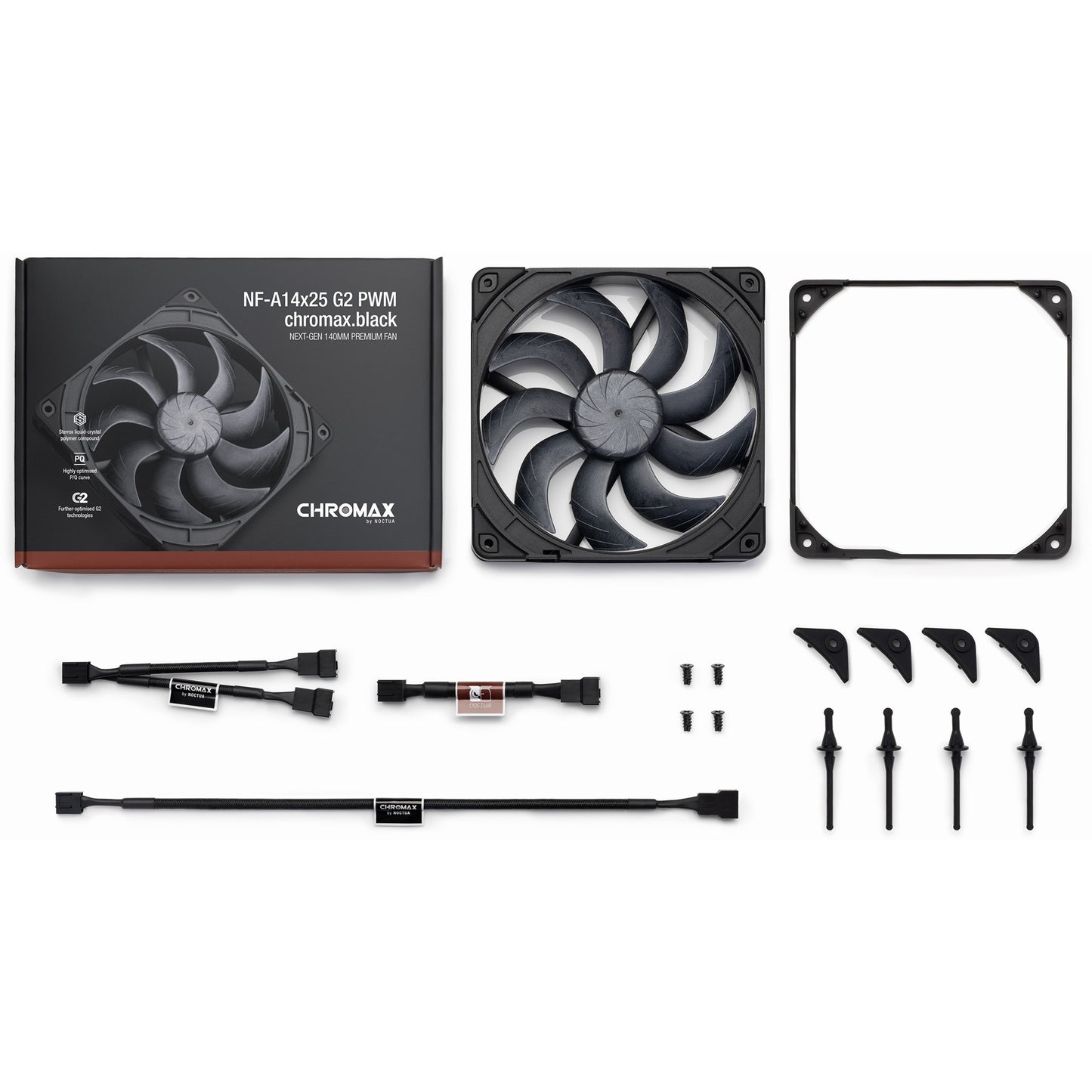 Noctua nf-a14x25 g2 pwm chromax.black ventilateur de boîtier (noir, 140 x 140 x 25 mm)