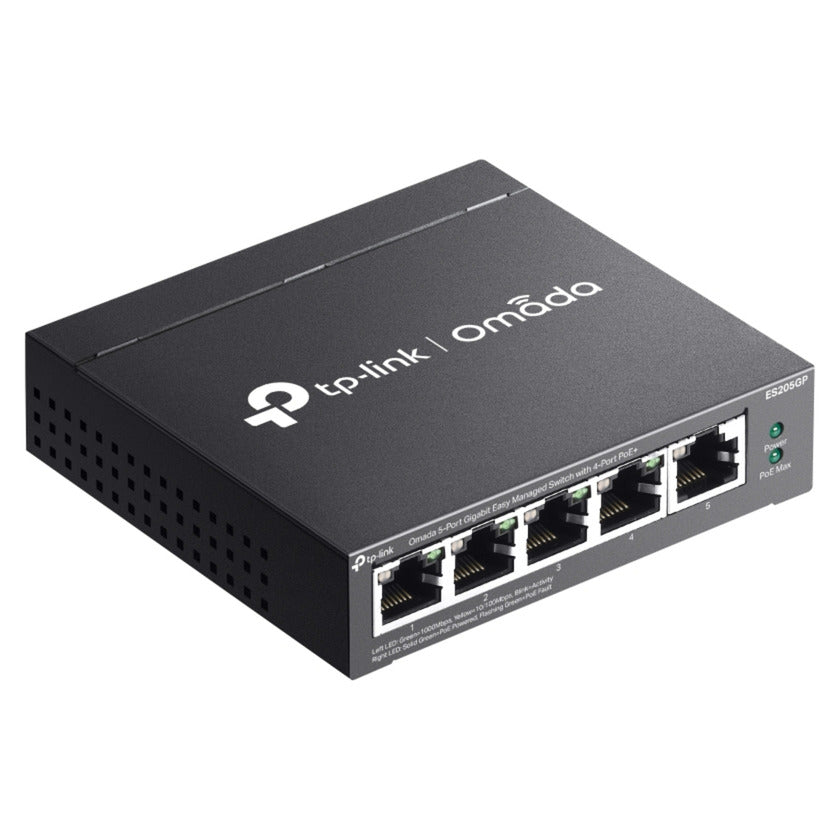 Commutateur tp-link omada es205gp (noir, 4x poe+)