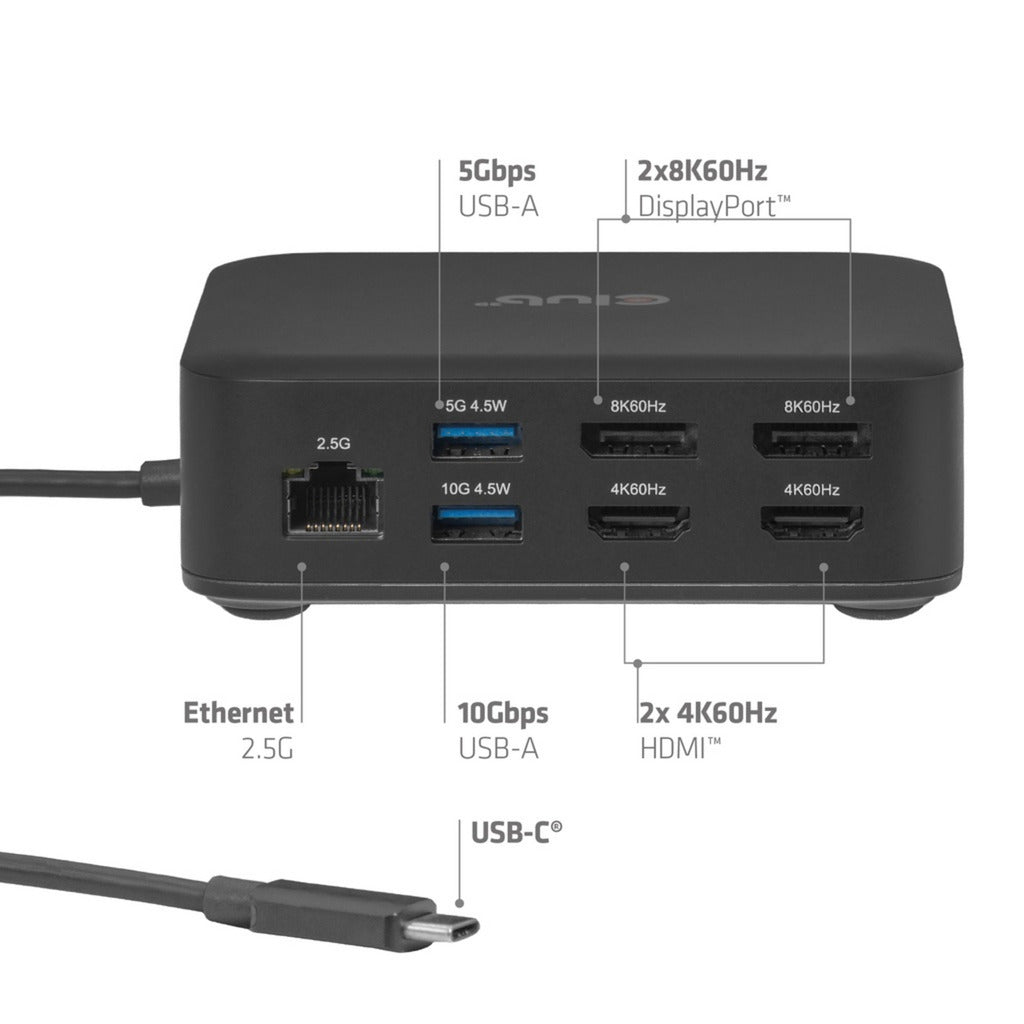 Station d'accueil Club 3D 12-1 USB-C® Quad DisplayLink (noir)