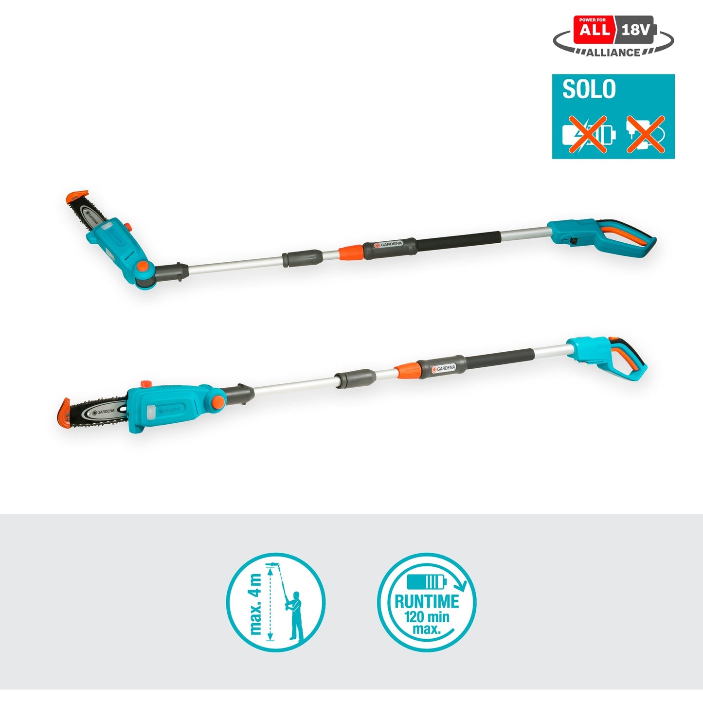 Gardena Battery Télescopic Trowing Couche TCS 20 18 P4A SOLO
