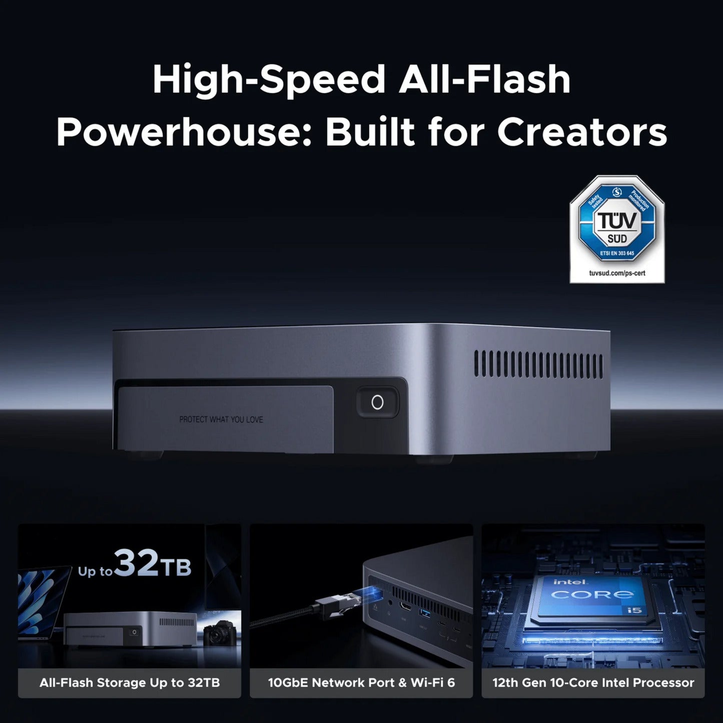 Ugreen nasync dxp480t plus (gris, WiFi, 1x 10GBE, HDMI, Thunderbolt 4 (40 go s))