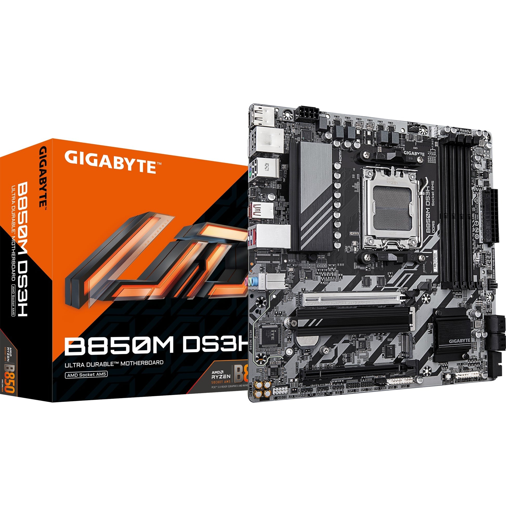 Carte mère Gigabyte B850M DS3H Socket AM5 (RAID, LAN 2,5 Go, son, µATX)