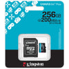 Toile Kingston, c'est parti ! plus carte mémoire microSDXC 256 Go (noire, avec adaptateur, classe 10, UHS-I U3, V30, A2)