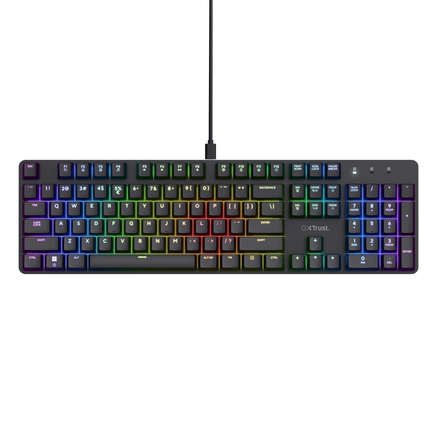 Trust GXT 871 Zora Clavier de jeu mécanique, clavier de jeu (noir, disposition américaine, rouge Huano)