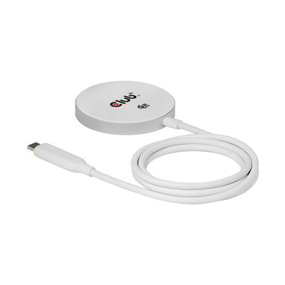 Chargeur sans fil Club 3D CAC-3026 Qi2 25 W (blanc, certifié Qi, compatible MagSafe, coussinet magnétique)