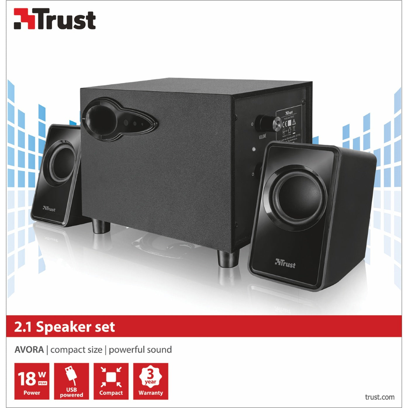 Trust Avora 2.1 Set-haut de haut-parleur de subwoofer
