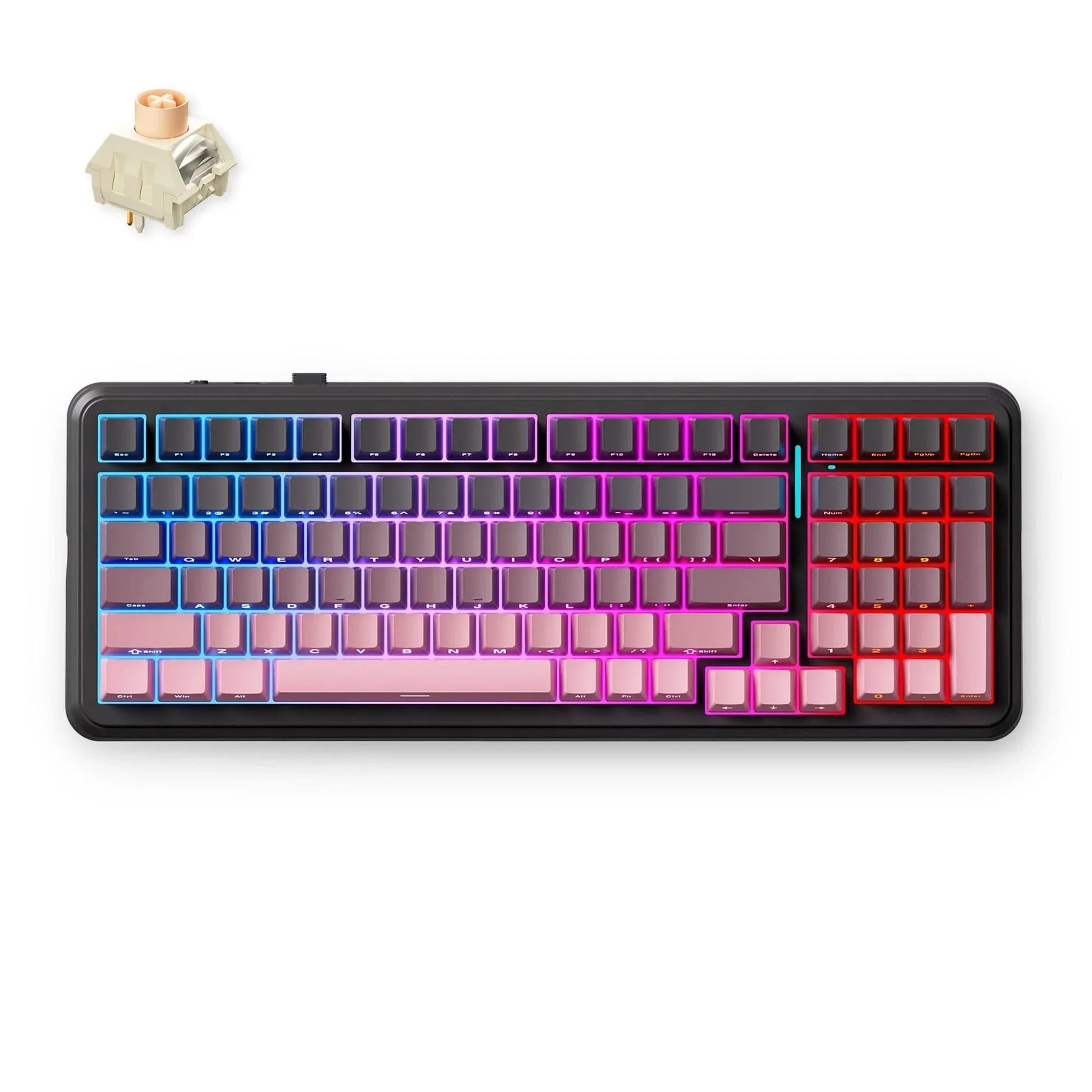Mchose k99 v2 mécanique sans fil noir, clavier de jeu (disposition américaine)