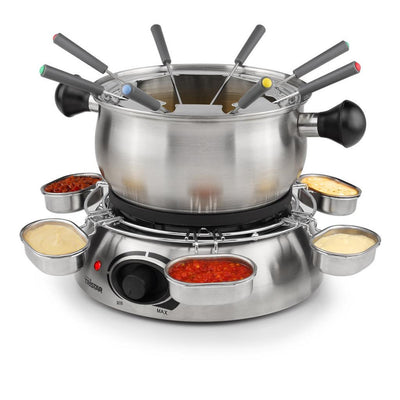 Fondue Tristar fo-1100 (acier inoxydable, 8 personnes, 1300 w, adaptée à l'huile, au chocolat et au fromage)