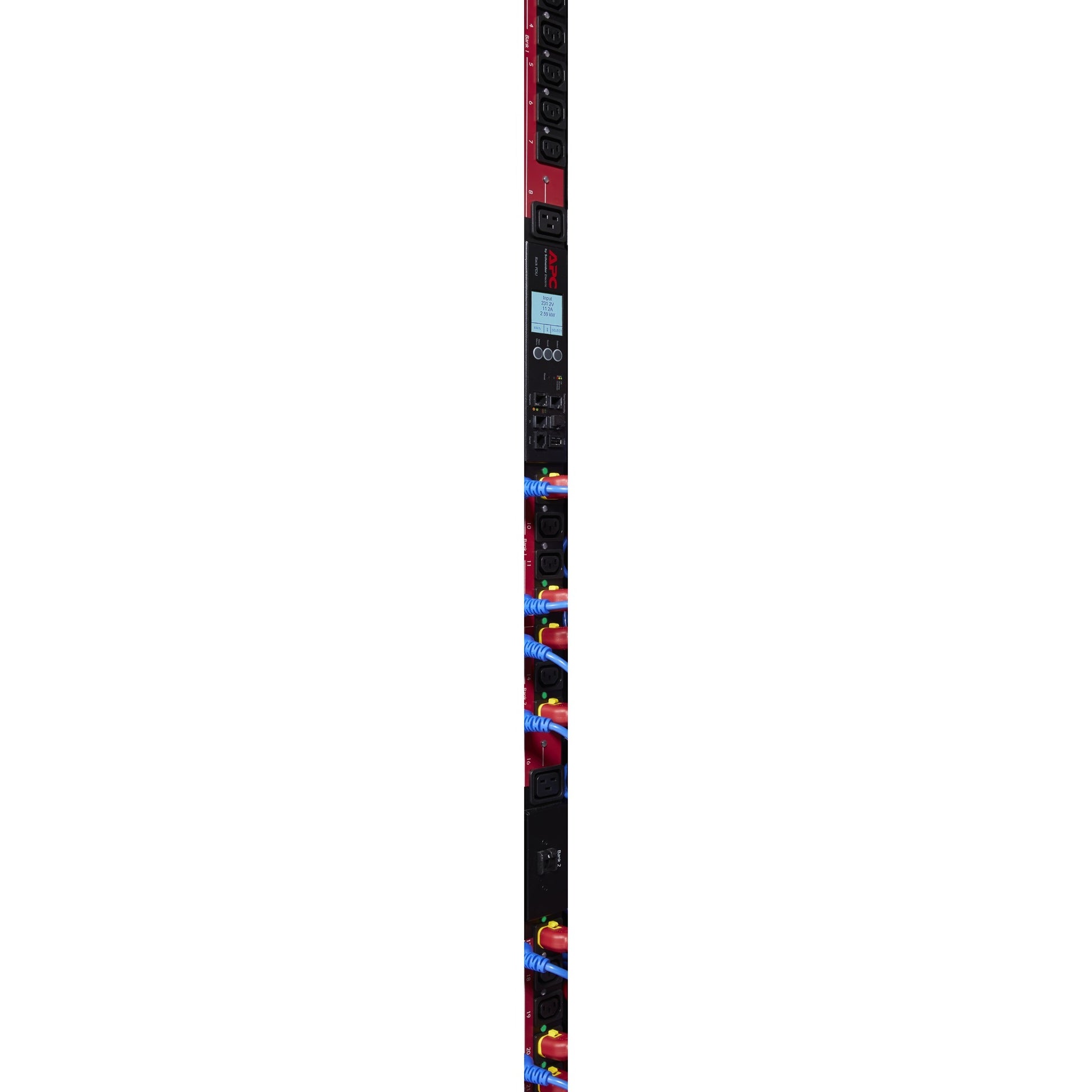 Apc ap8681redx667 - pdu commuté mesuré par prise (noir rouge, 0h, 400v, (21x) c13 (3x) c19, prise triphasée IEC 309 16a)