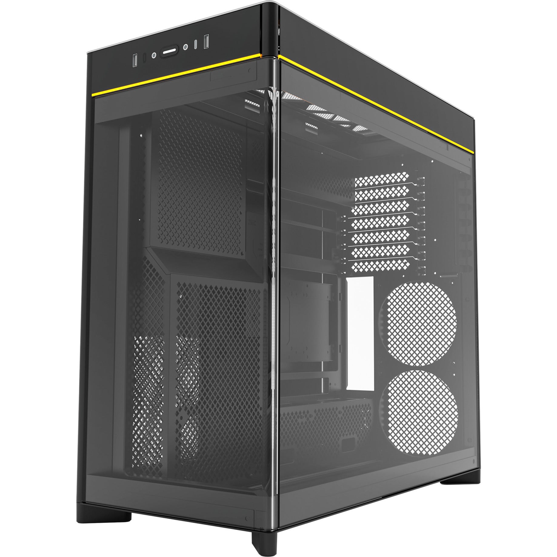 Boîtier tour midi Montech HS02 (noir | 2x USB-A | 1x USB-C | RGB | verre trempé)
