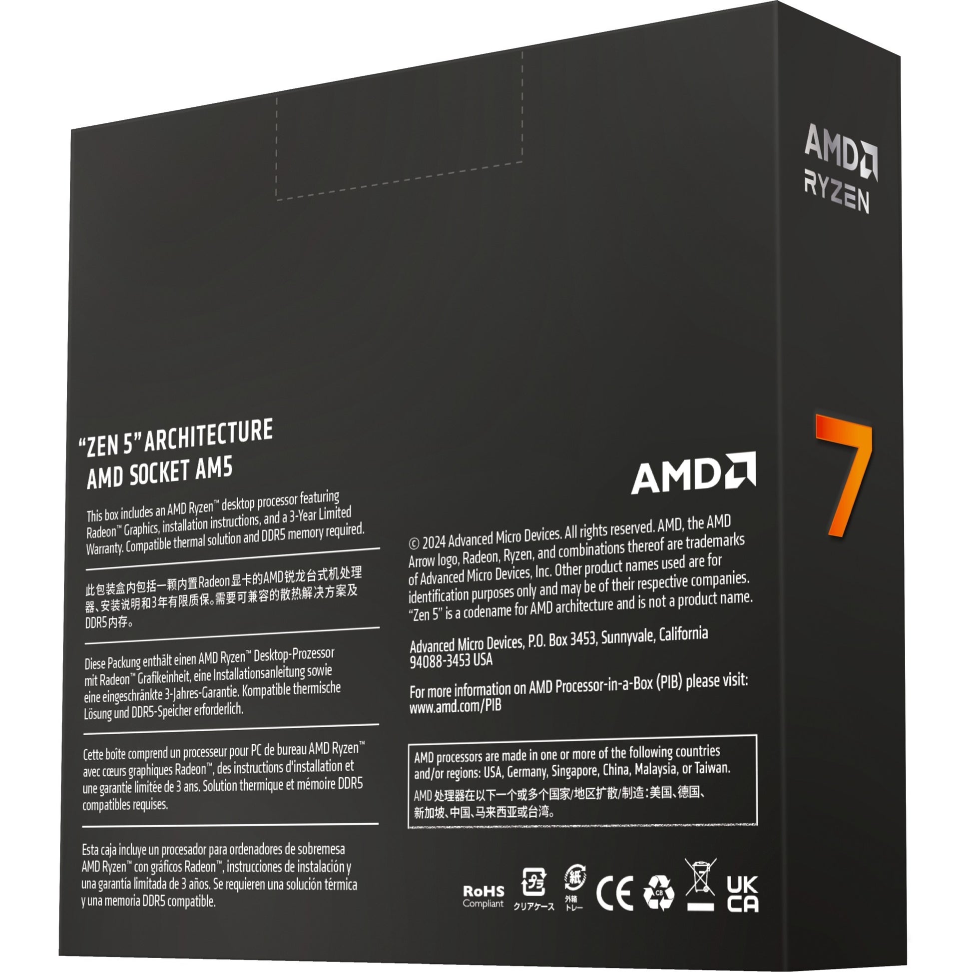 AMD Ryzen 7 9700X, 3,8 GHz (5,5 GHz Turbo Boost)