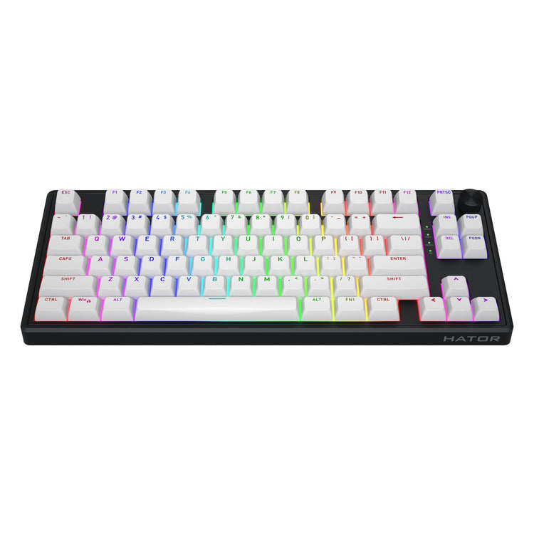 Hator skyfall sans fil, clavier de jeu (noir, disposition américaine, hator aurum citron, 80 % (tkl), RVB, ABS double injection, échange à chaud, Bluetooth USB-C 2,4 GHz)