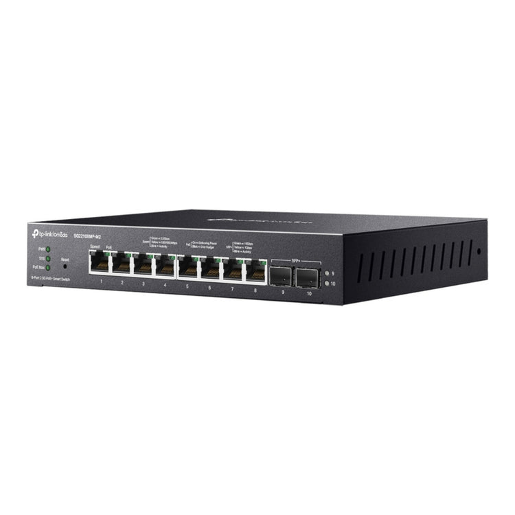 Commutateur intelligent tp-link omada sg2210xmp-m2 8 ports 2,5gbase-t (noir, 8x poe+, 2x 10ge sfp+)