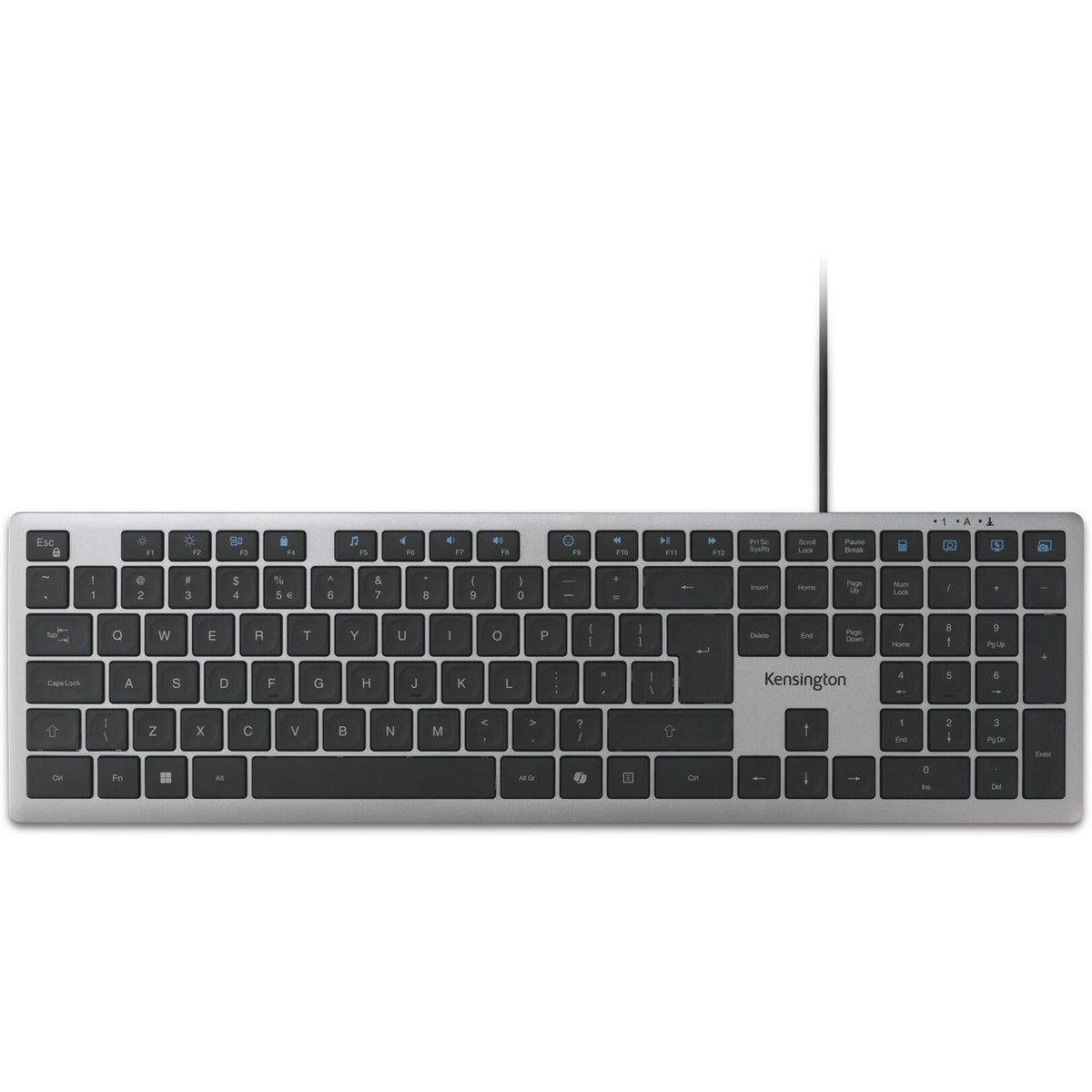 Kensington KB515 EQ USB-C Clavier filaire USB-A (gris, disposition internationale américaine (QWERTY), commutateurs à ciseaux, 100 %)