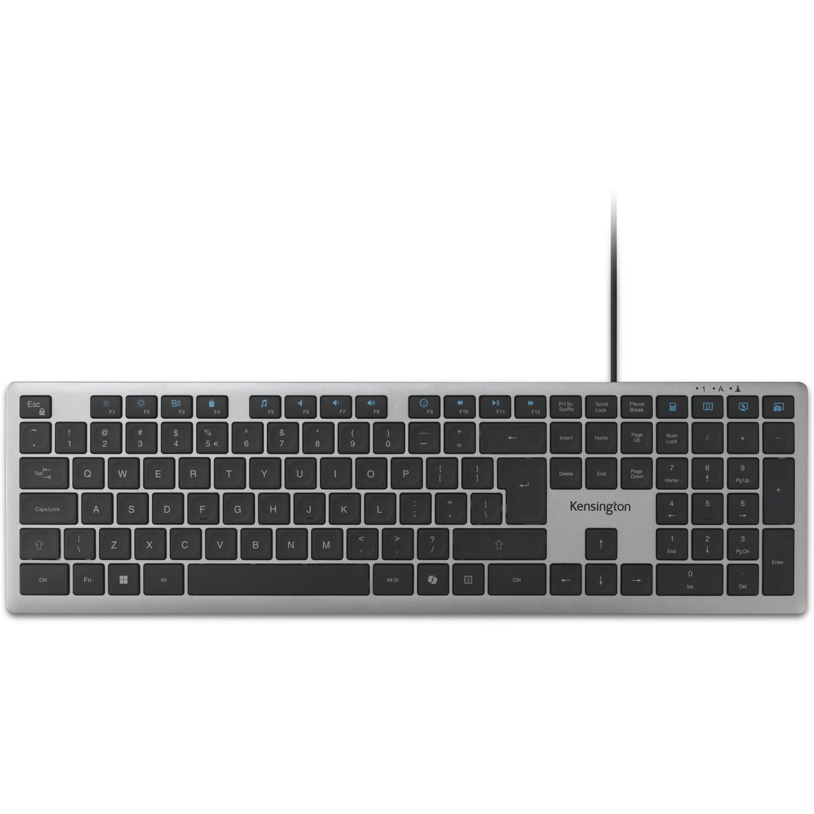 Kensington KB515 EQ USB-C Clavier filaire USB-A (gris, disposition internationale américaine (QWERTY), commutateurs à ciseaux, 100 %)