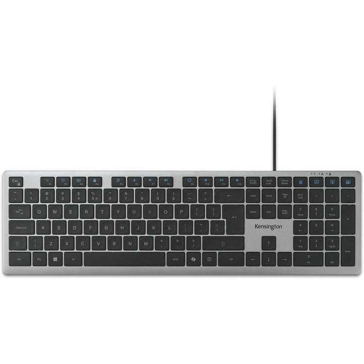 Kensington KB515 EQ USB-C Clavier filaire USB-A (gris, disposition internationale américaine (QWERTY), commutateurs à ciseaux, 100 %)