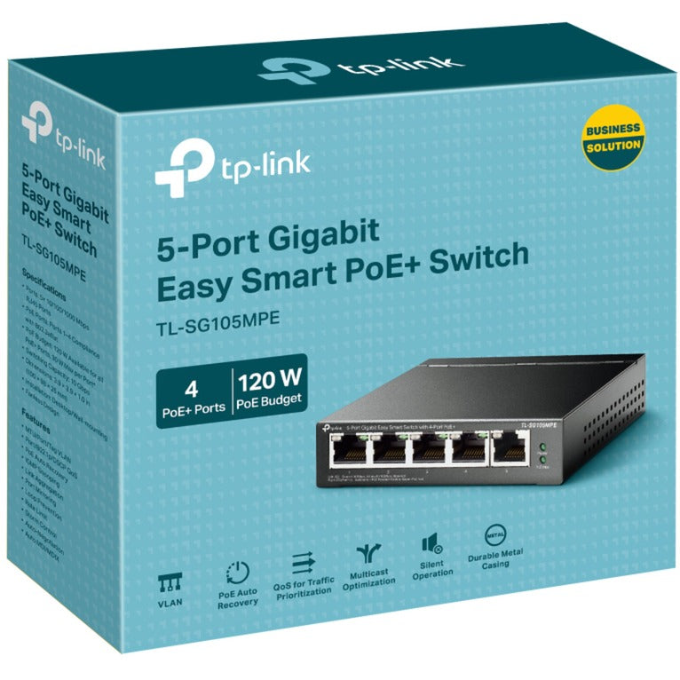 Tp-Link TL-SG105MPE Switch intelligent Gigabit Easy 5 ports avec 4 ports PoE+ (120 W PoE avec 30 W par port)