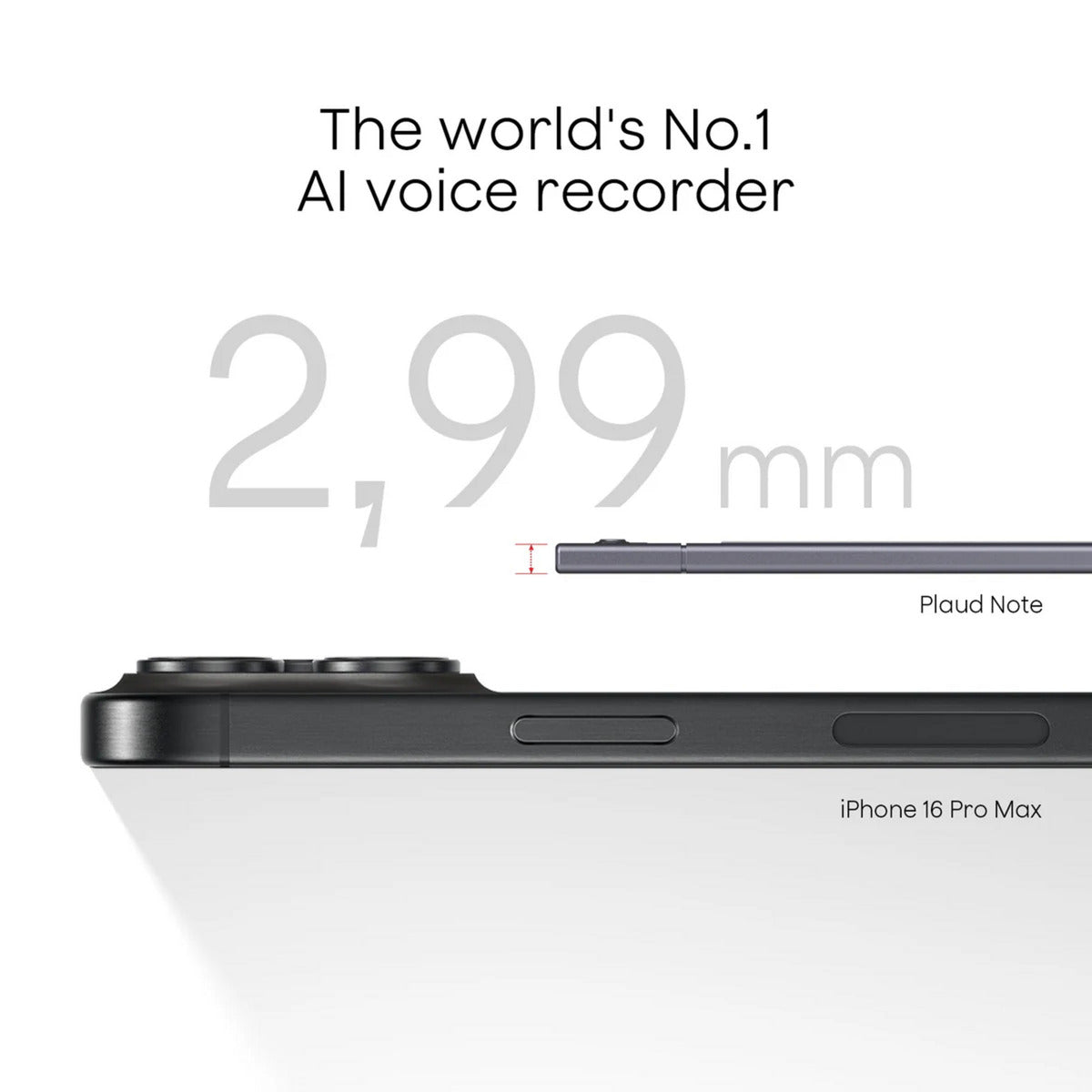 Machine à dicter Plaud note (argent, 64 Go, Bluetooth (BLE 5.2), Wi-Fi (2,4 GHz))