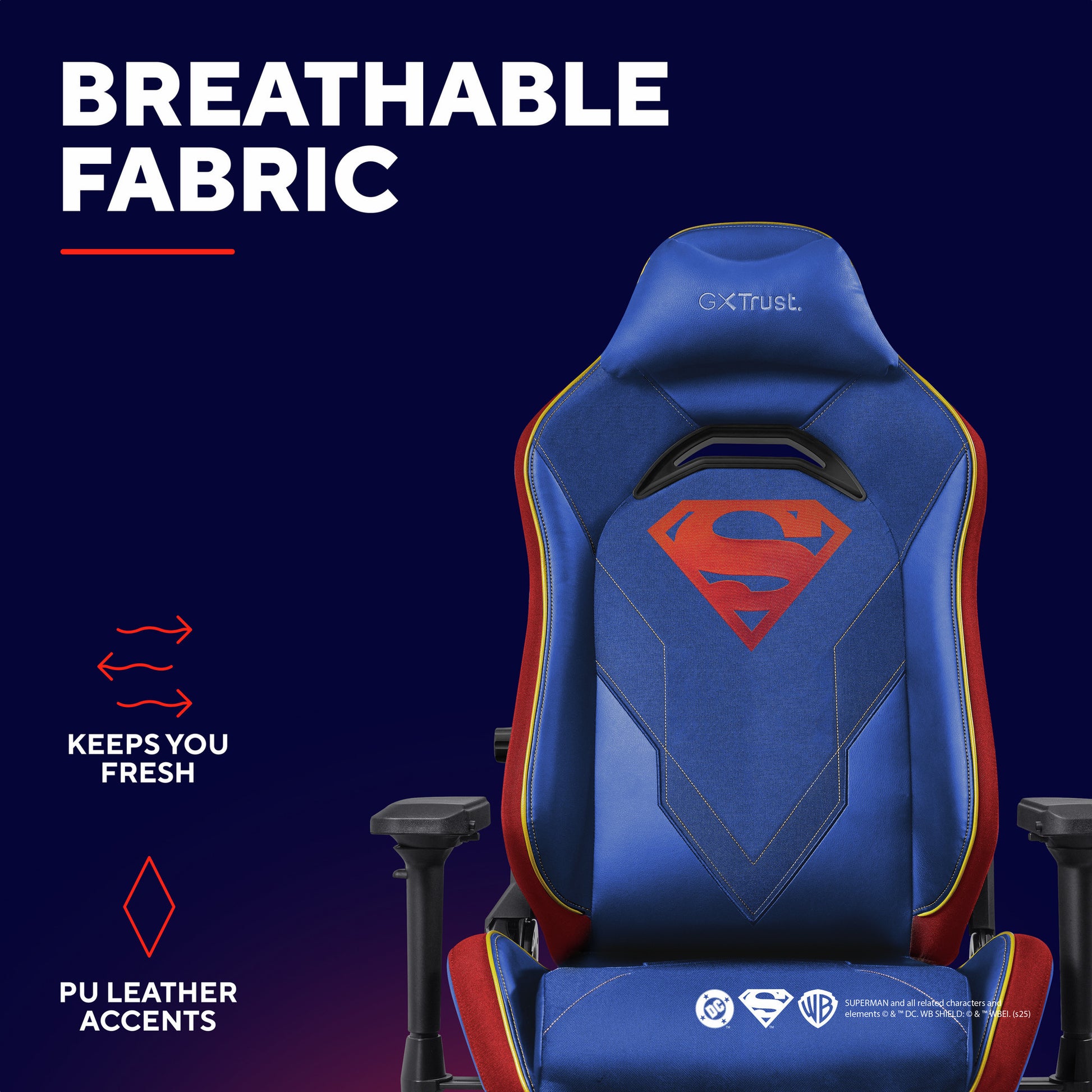 Trust GXT 721SM Ruya Pro Premium Chaise de jeu confortable (Bleu Rouge)