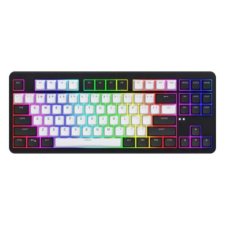 Hator Rockfall 3 TKL clavier de jeu sans fil (noir, disposition américaine, RVB, touches PBT, échange à chaud, Bluetooth USB-C 2,4 GHz)