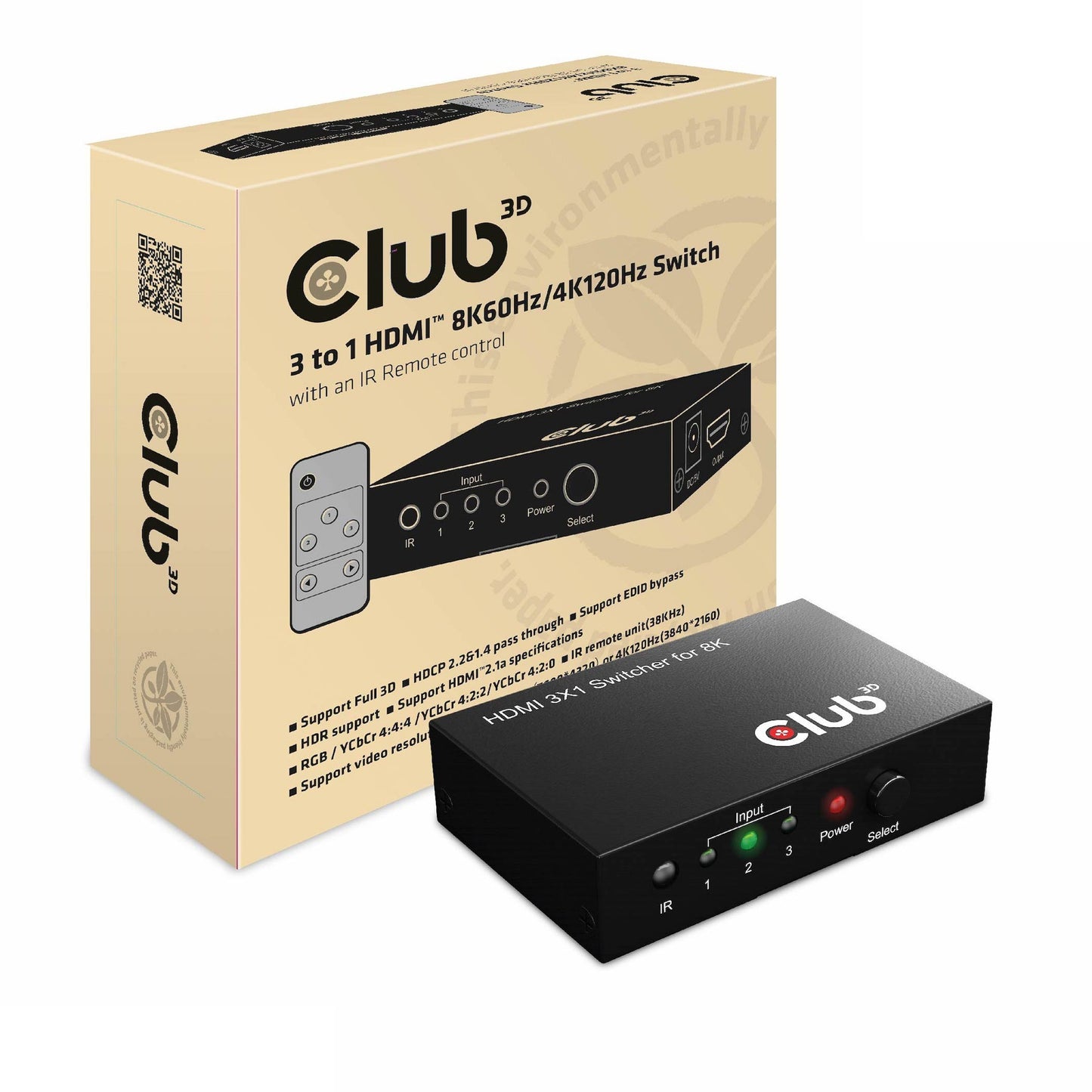 Club 3d 3 1 Switch HDMI 8K 60Hz 4k 120Hz