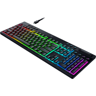 Razer blackwidow v4 clavier de jeu mécanique RVB hyperspeed à profil bas (noir, disposition américaine (qwerty), jaune à profil bas, 100 %)