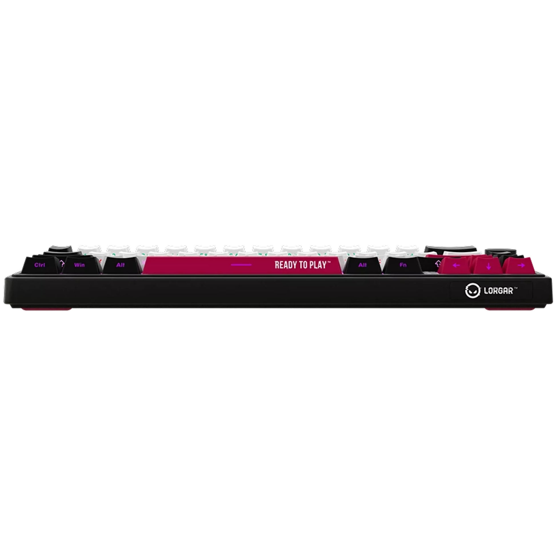 Lorgar kbp70mw, clavier de jeu (noir, disposition américaine, violet toxique logar, 65%, rvb, remplaçable à chaud, pbt double-shot, bluetooth 2.4ghz usb)