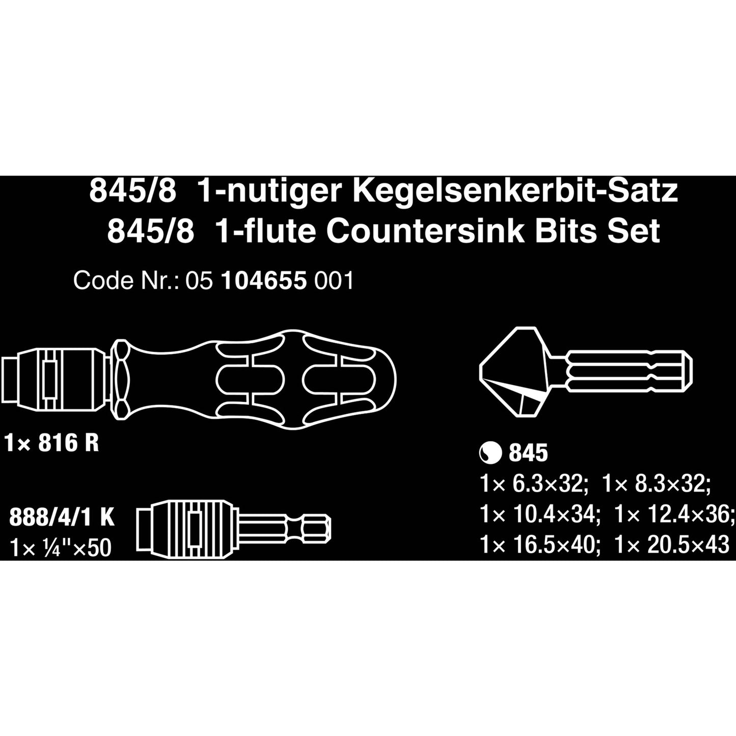 Wera 845 8 Bit-set Galvanning, 8 pièces