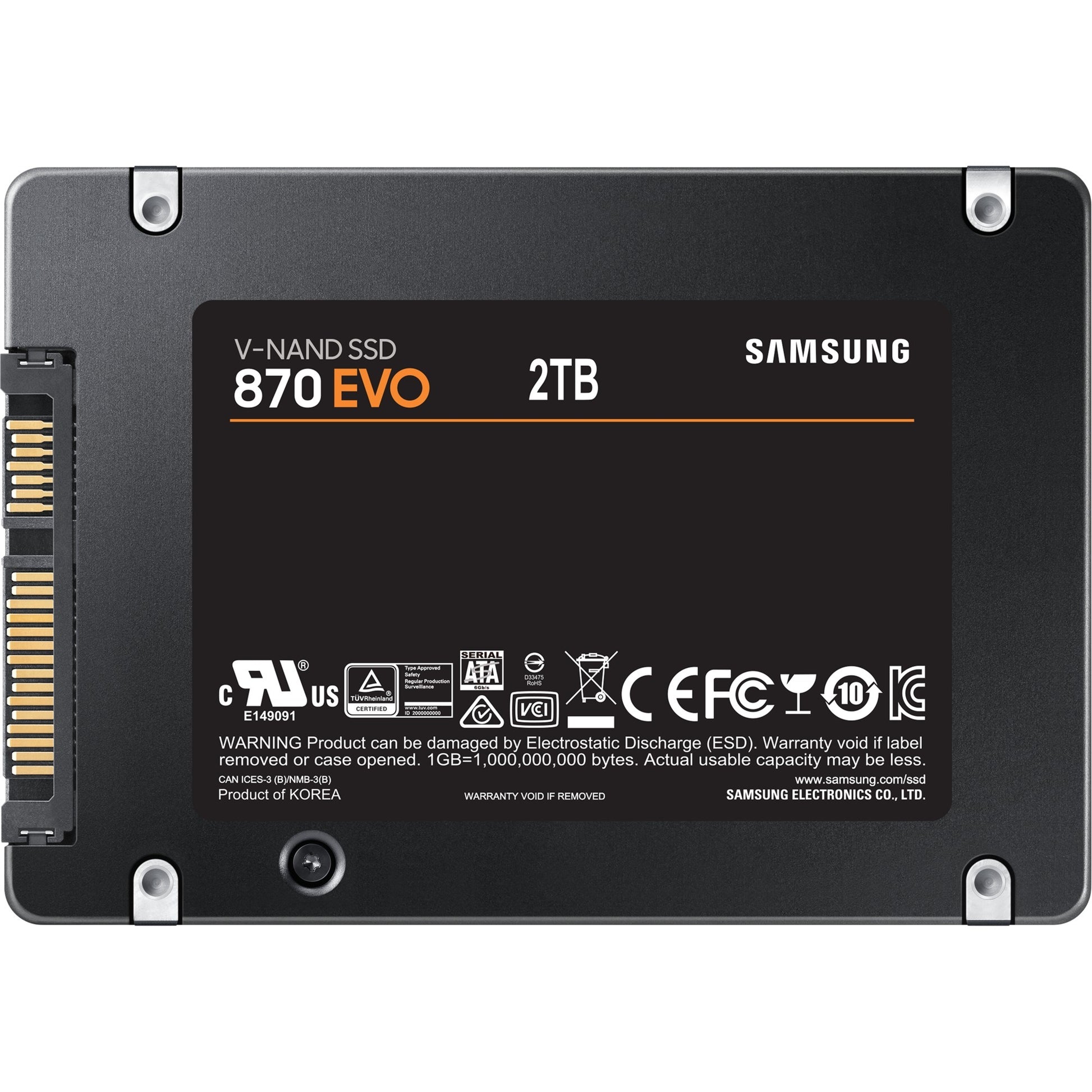 Samsung MZ-77E2T0B 870 EVO SSD, 2 TB, 2,5, SATA3, 6 Gbps, 3d V-NAND, 560 550 MB S, 512 MB GDR4