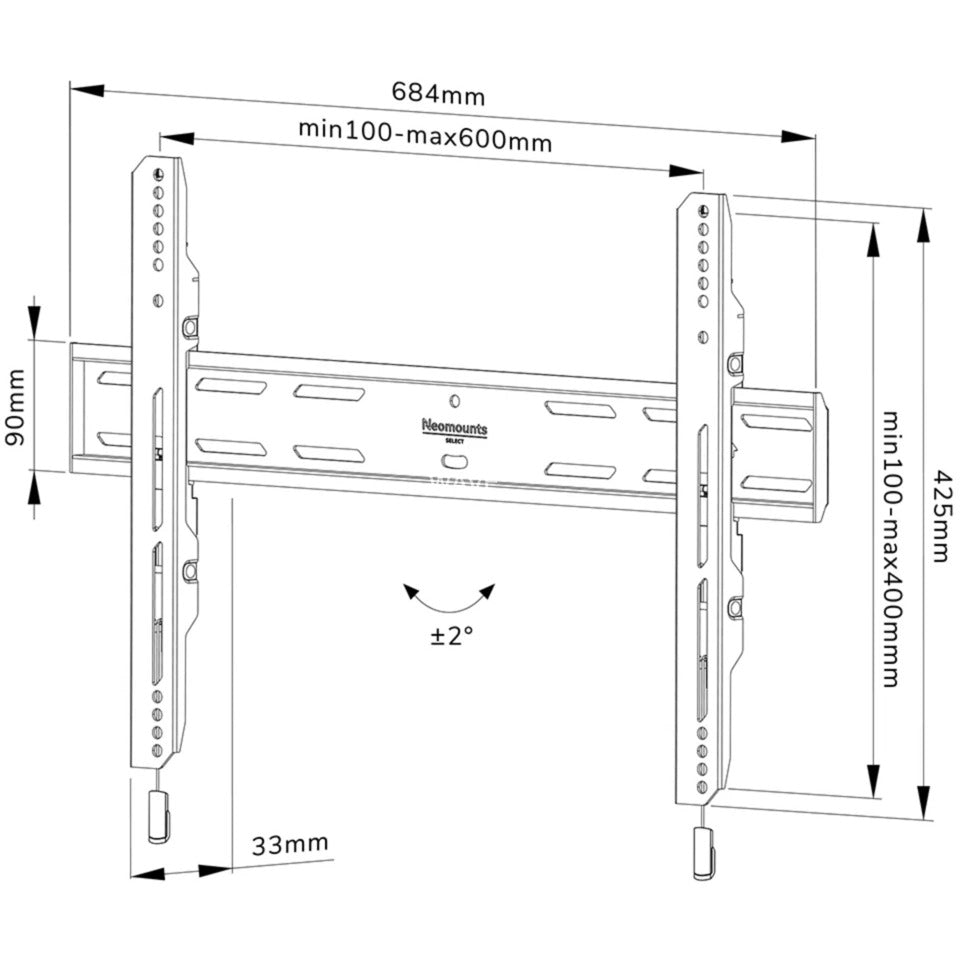 NEOMOUNTS> NEOMOUNTS WL30S-850BL16 NEOMOUNTS SELECT MUR MUR MUR, FIXE, 40 82, 600X400MM