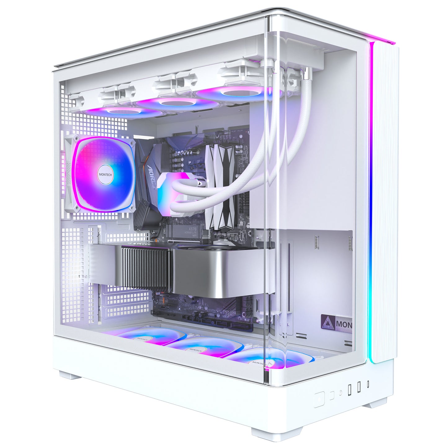 Boîtier tour midi Montech king 45 pro (blanc | 2x USB-A | 1x USB-C | RVB | fenêtre)