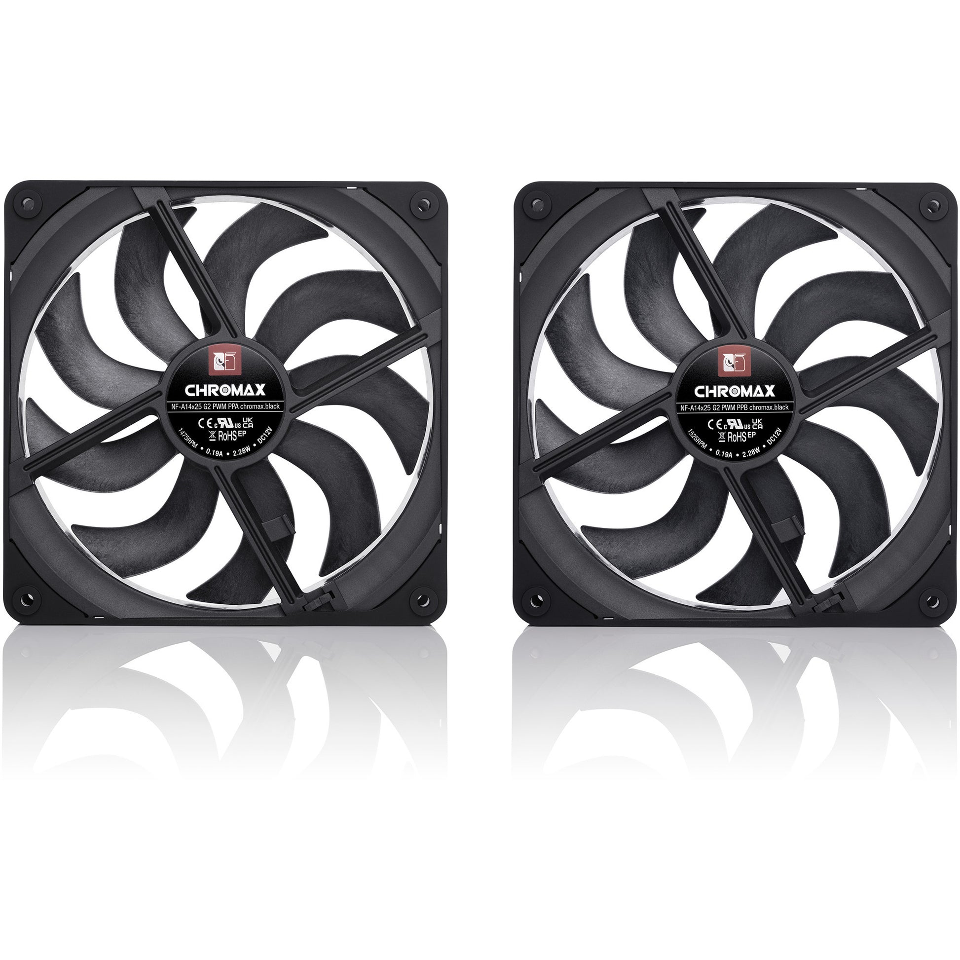 Noctua nf-a14x25 g2 pwm sx2-pp chromax.black ventilateurs de boîtier (noir, 2 pièces, 140 x 140 x 25 mm)