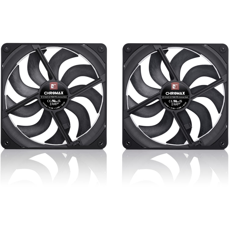 Noctua nf-a14x25 g2 pwm sx2-pp chromax.black ventilateurs de boîtier (noir, 2 pièces, 140 x 140 x 25 mm)