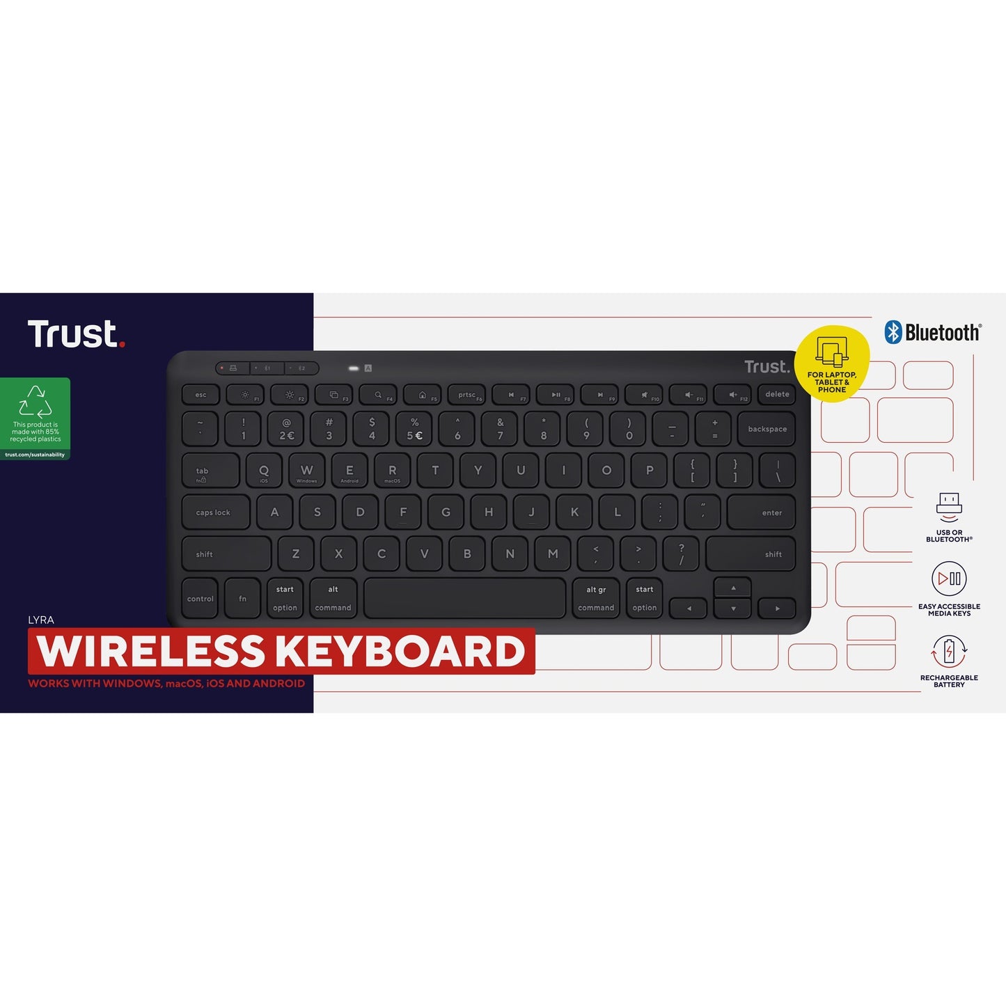 Faites confiance au clavier sans fil compact Lyra compact
