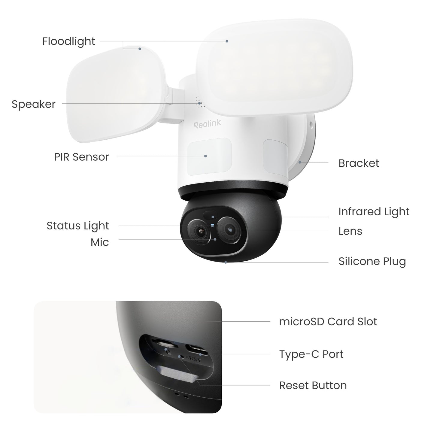 Caméra de sécurité wifi avec projecteur trackflex Reolink f850w (blanc, 4k, wifi)