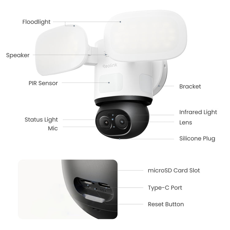 Caméra de sécurité wifi avec projecteur trackflex Reolink f850w (blanc, 4k, wifi)