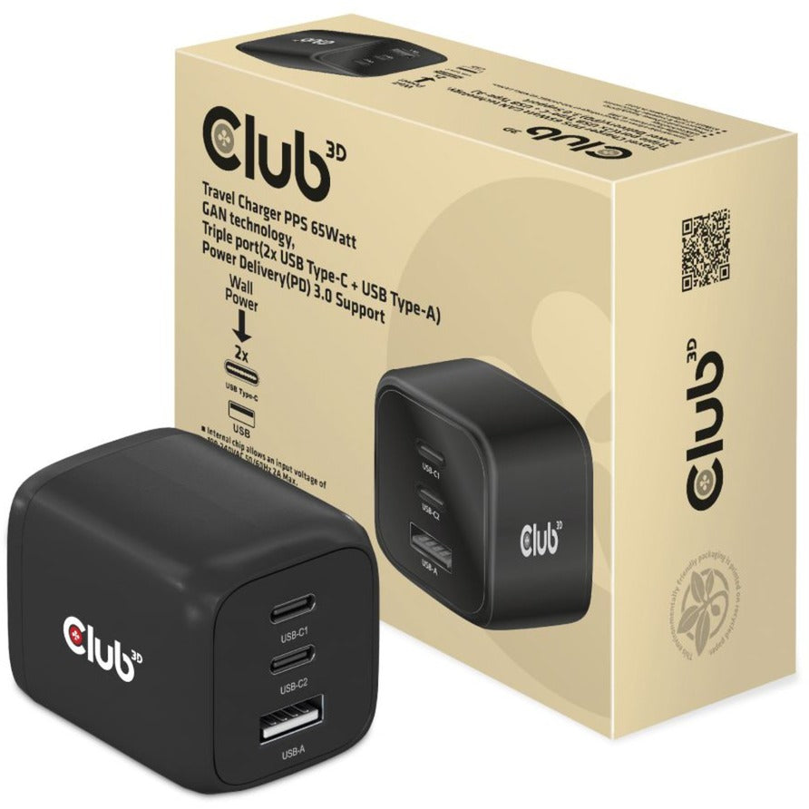 Club 3D Charger de voyage 65W Gan