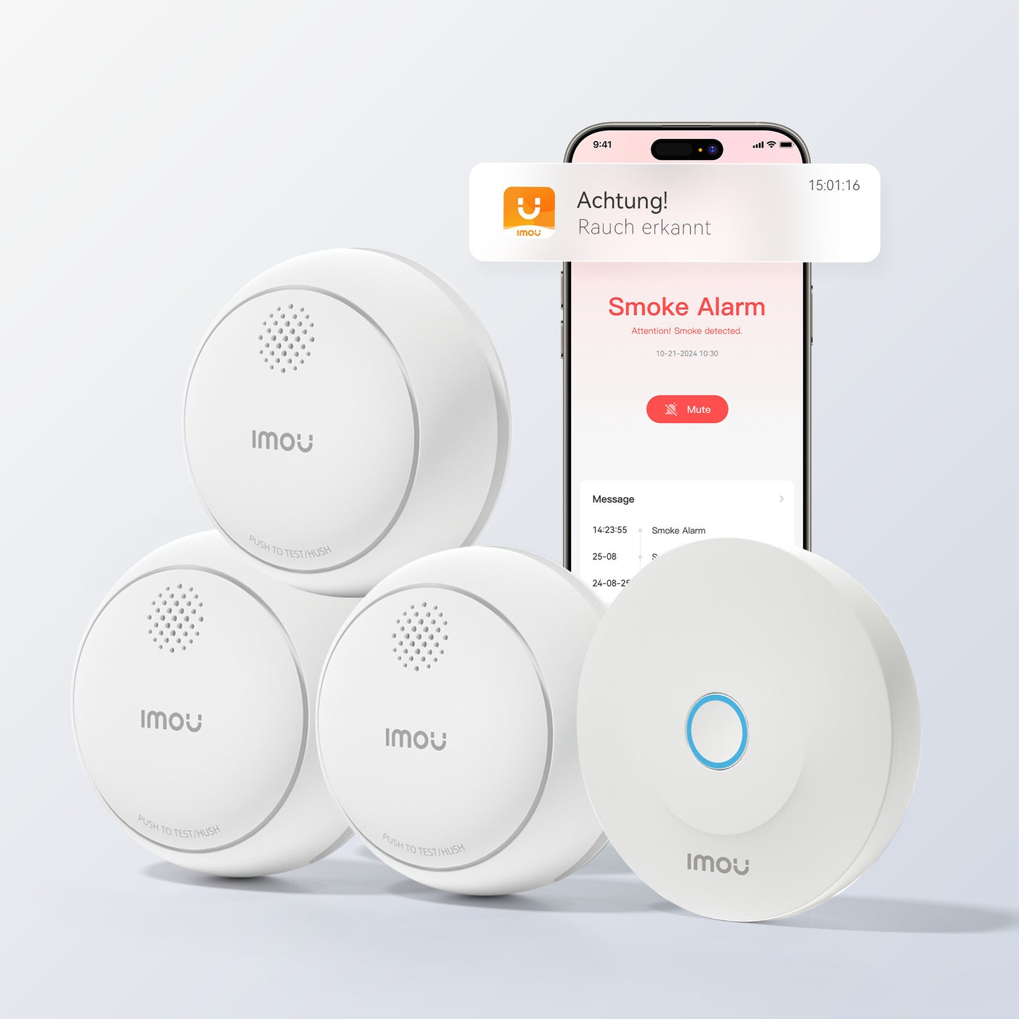 Détecteur de fumée intelligent Imou - bundle zsm1 (blanc, 3 pièces + passerelle intelligente zg2s, zigbee)