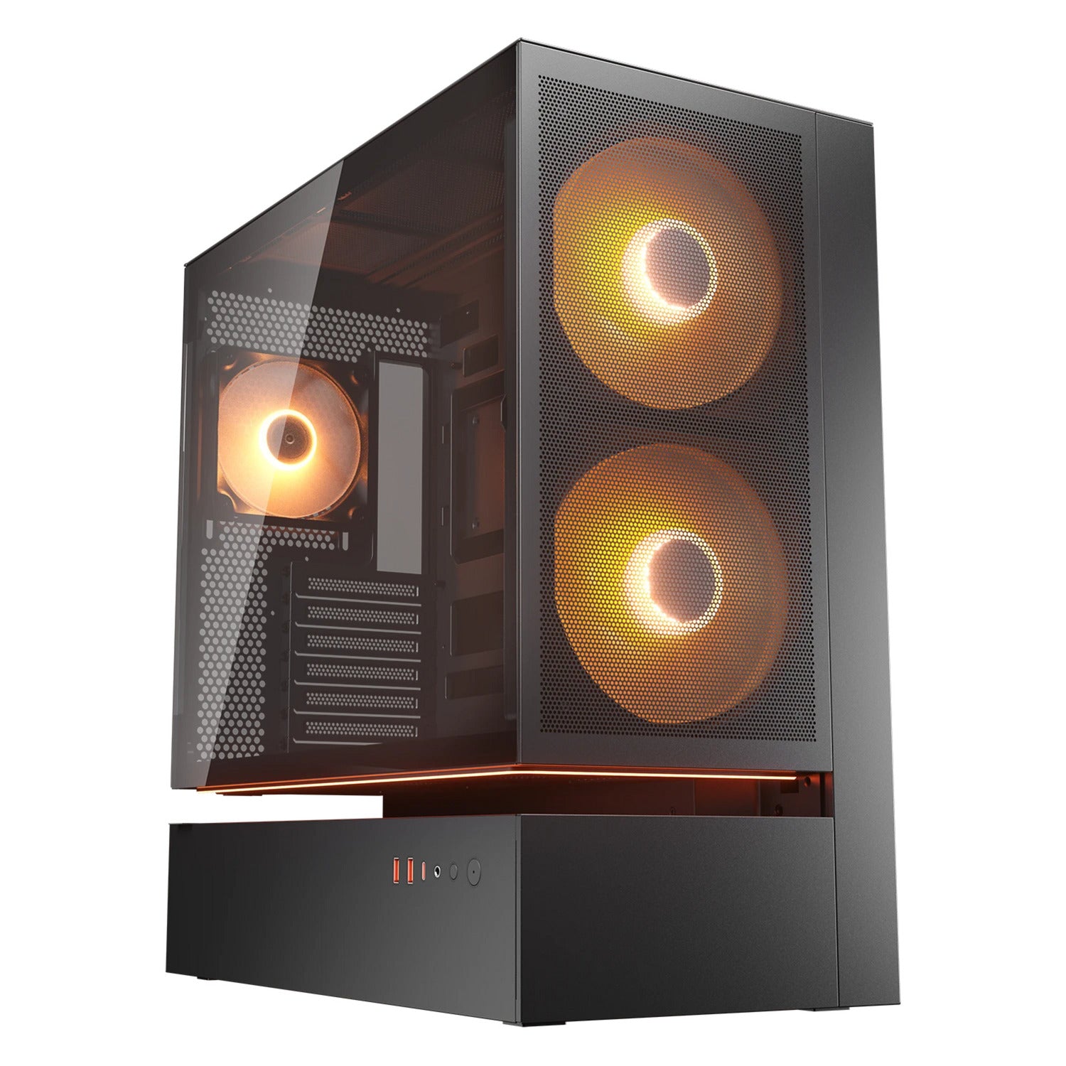 Boîtier tour midi maillé Cougar cfv235 (noir | 2x USB-A | 1x USB-C | RGB | verre trempé)