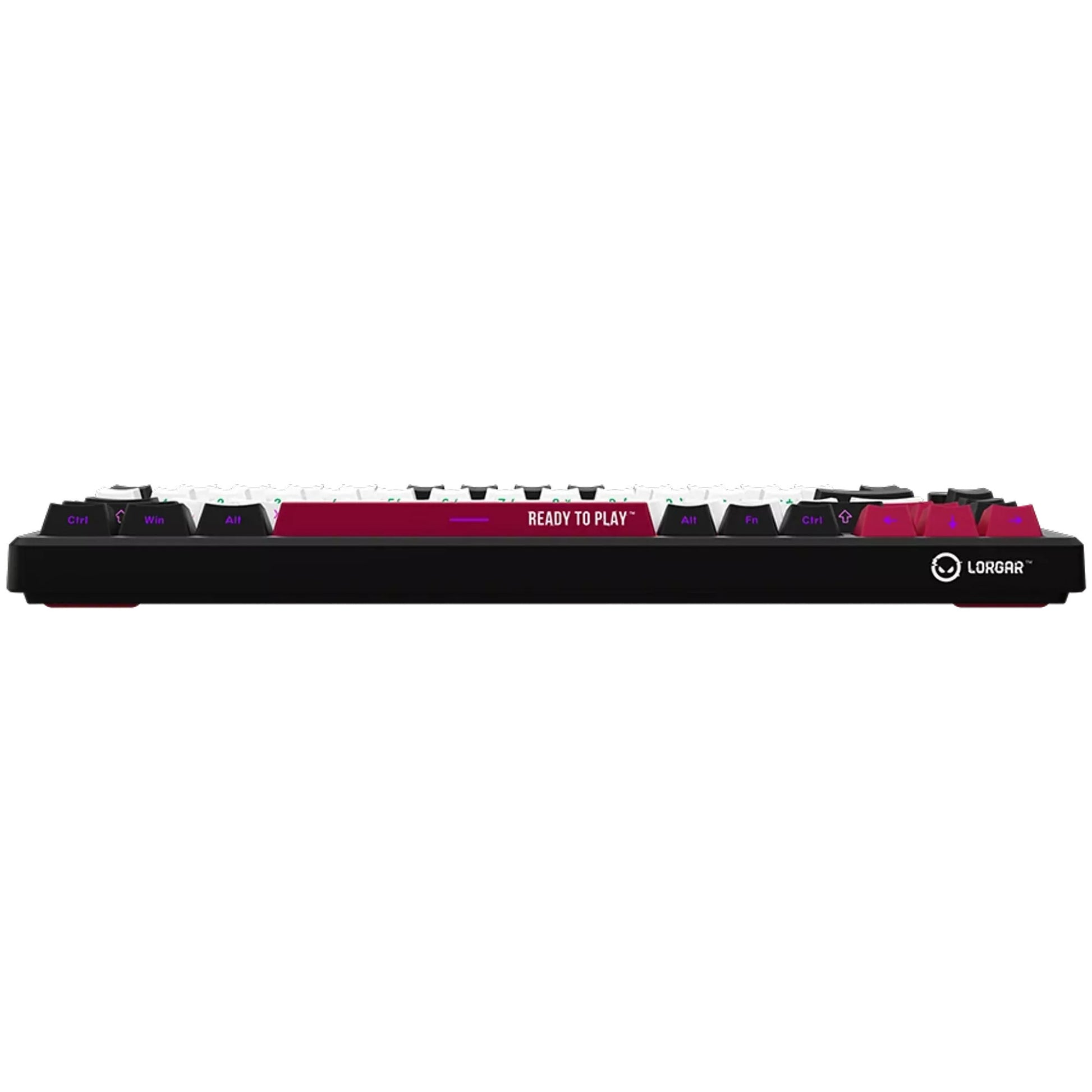 Lorgar kbp7075w, clavier de jeu (noir, disposition américaine, violet toxique logar, 75%, rvb, remplaçable à chaud, pbt double-shot, bluetooth 2.4ghz usb)