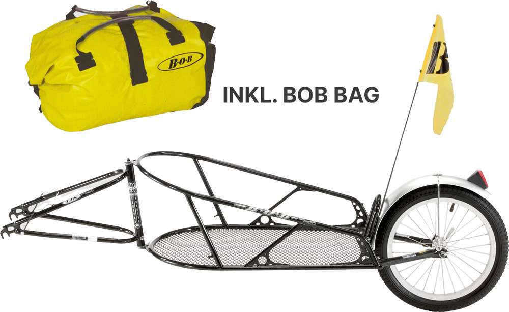 Remorque à vélo Bob yak noire avec sac