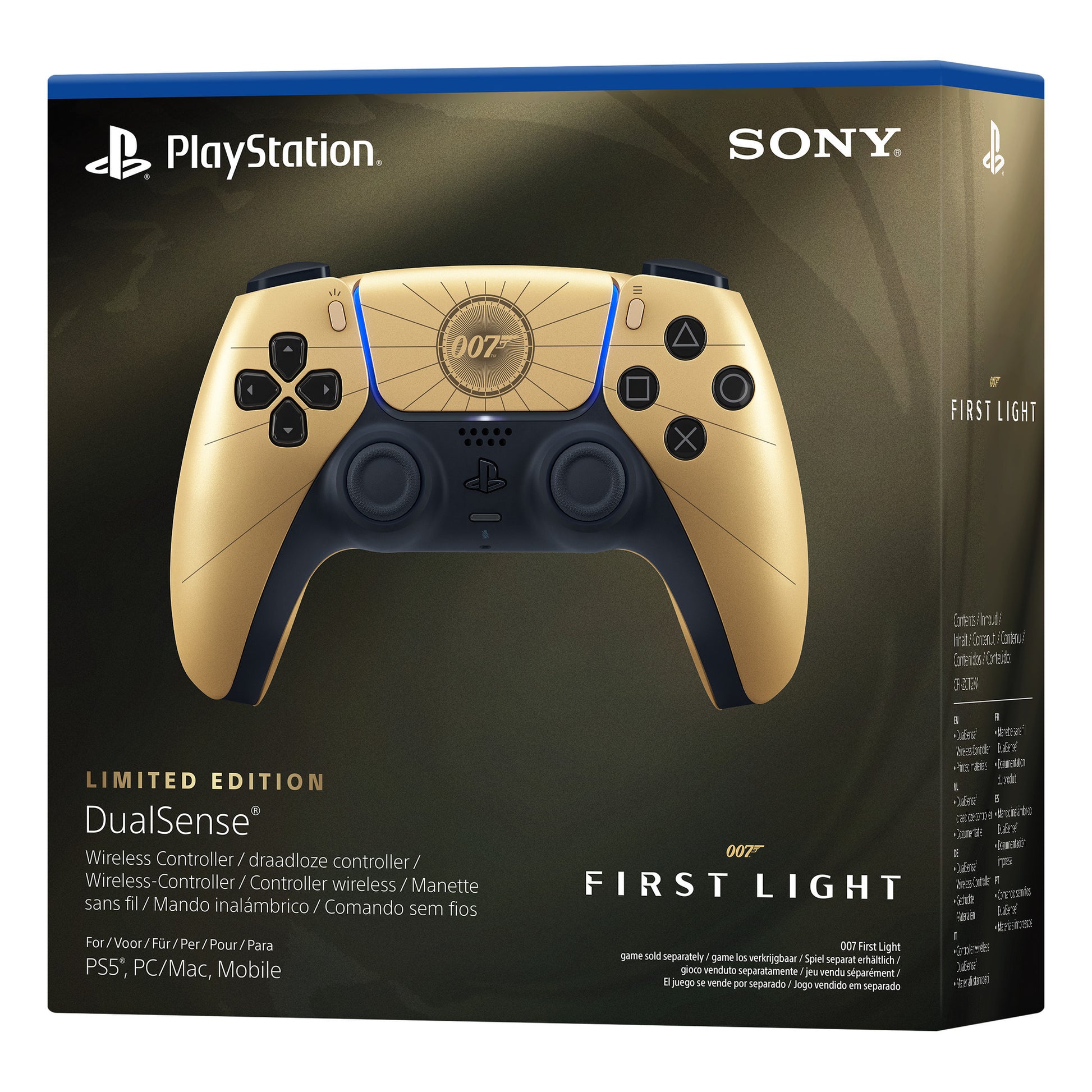 Manette sans fil Sony Interactive Entertainment Dualsense – Édition limitée 007 First Light (or noir, pour Playstation 5)