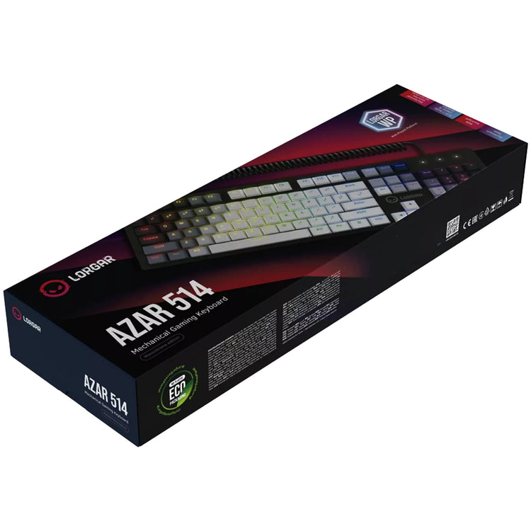 Lorgar azar 514, clavier de jeu (blanc, disposition américaine, logar dream, rgb)