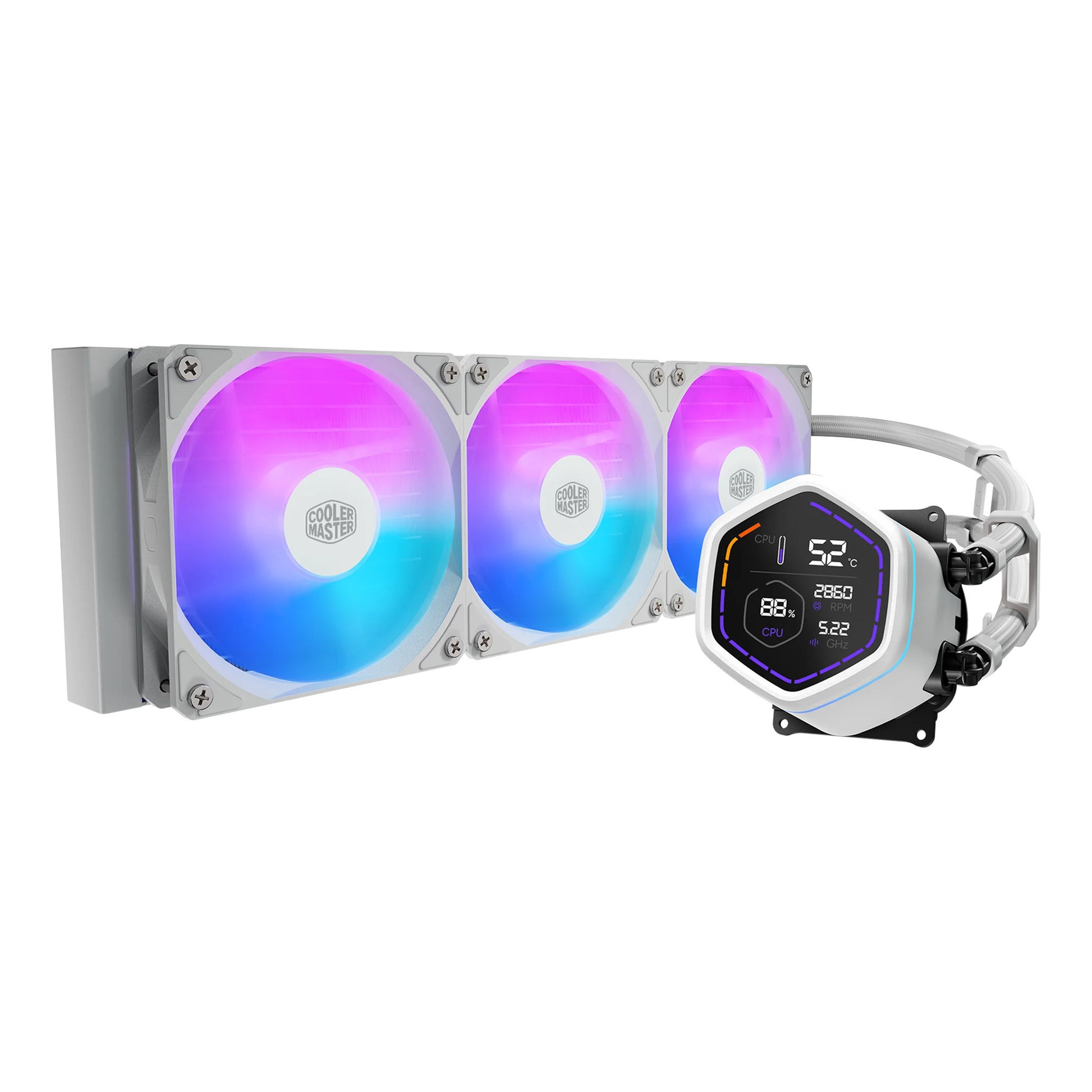 Cooler master masterliquid core nex digital 360, refroidissement à eau blanche (blanc, argb)