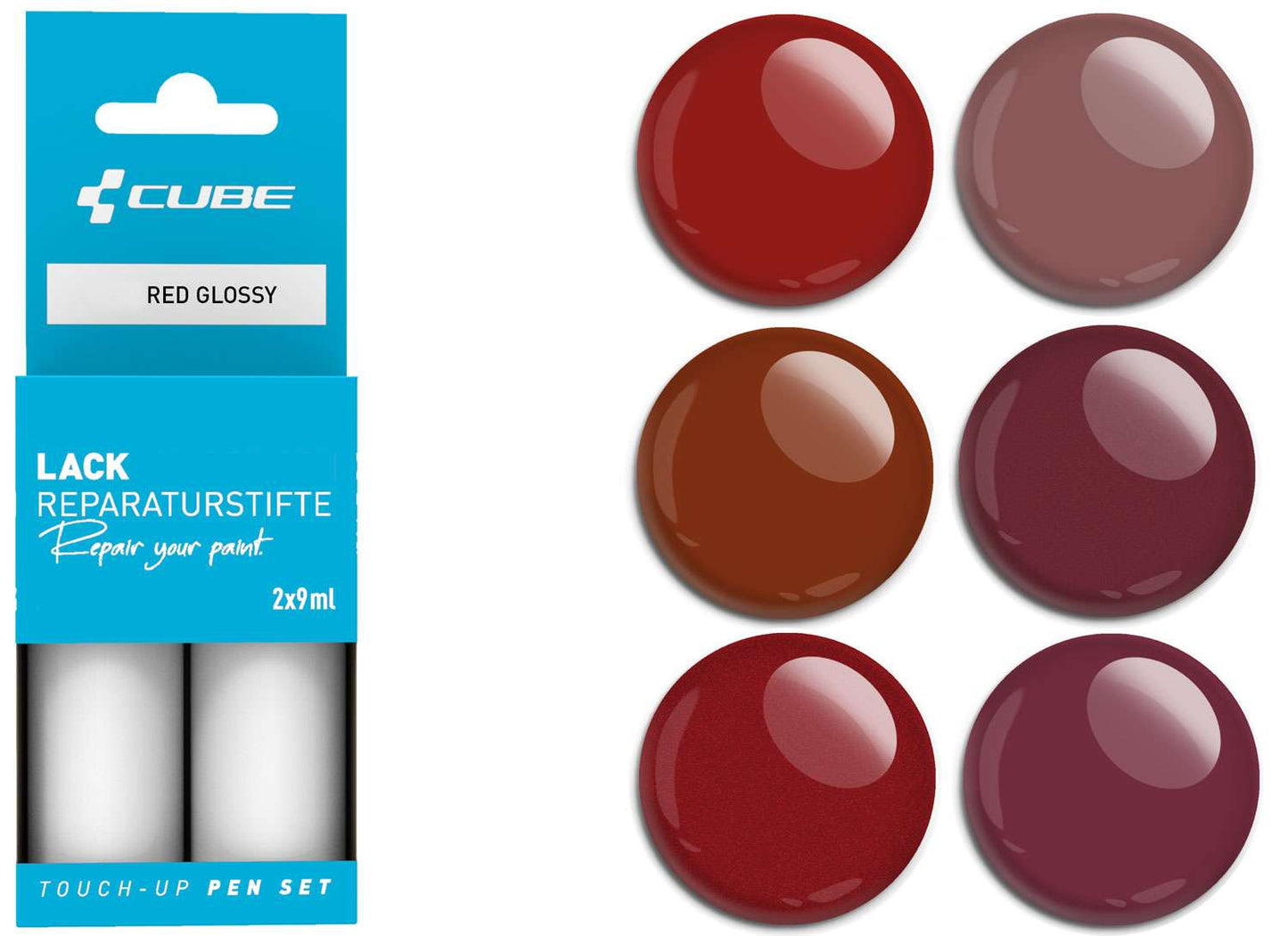 Set de stylos de retouche Cube rouge brillant
