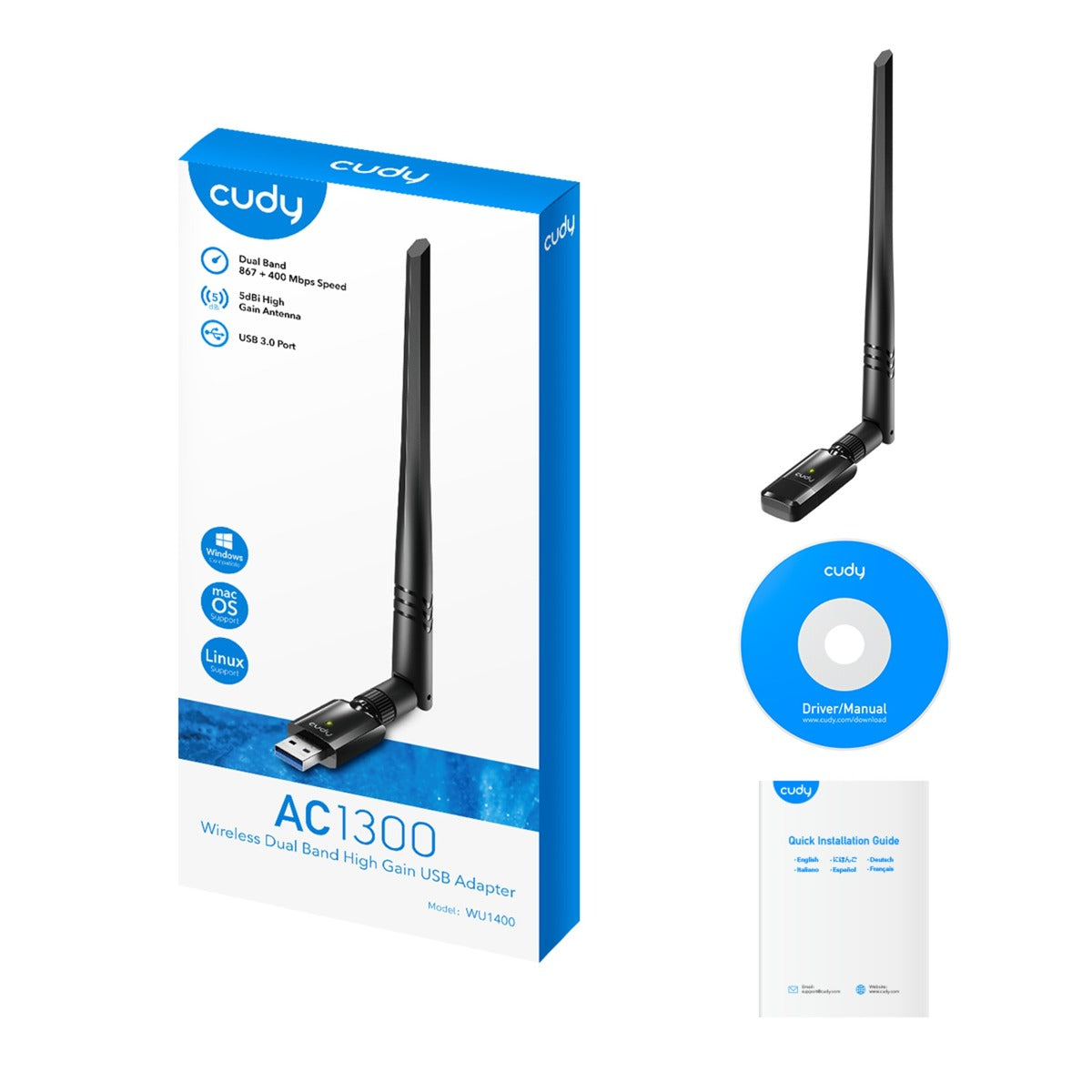 Cudy AC1300 Adaptateur USB Wi-Fi High-Gain