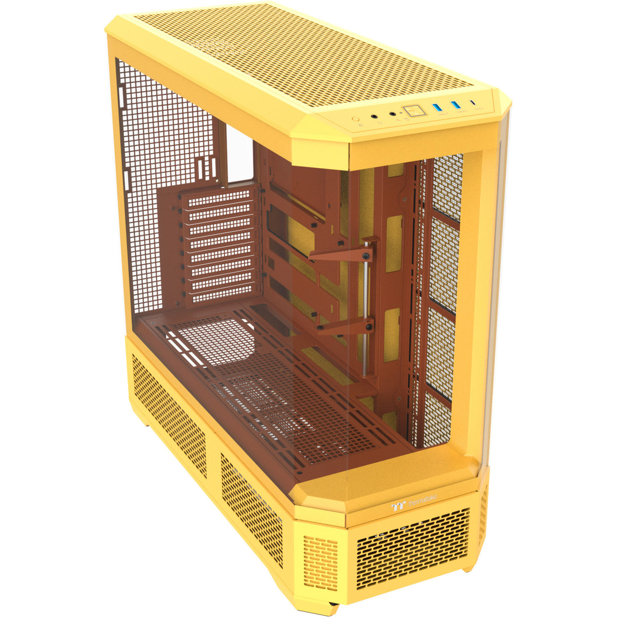 Boîtier grande tour Thermaltake view 600 tg caramel au beurre (jaune | 2x USB-A | 1x USB-C | verre trempé)