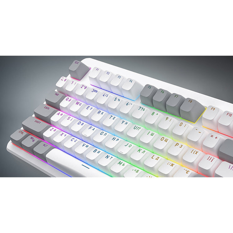 Hator rockfall 3 tkl sans fil, clavier de jeu (blanc, disposition américaine, hator aurum orange, RVB, touches PBT, hotswap, Bluetooth USB-C 2,4 GHz)